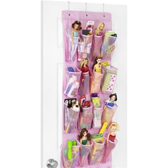 24 Pocket Over the Door Shoe Organizer - Pink - Picture 3 of 3